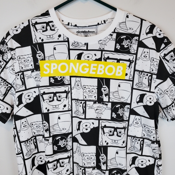 Nickelodeon SpongeBob square pants Short sleeve T shirt M Comic Strip Blocked - Picture 1 of 6